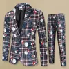 2 PCSSet Men Jacket Pants Pak Cartoon Santa Snowflake Print broek Set Jaar feestjas 240430