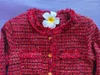 Kvinnorjackor Korea 2024 Autumn Winter Fashion Womens Full Sleeve Bright Silk Tassel Button Tweed Elegant Quiltade rockar