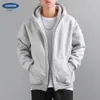 Herren Hoodies American Style 500G Fleece für Herbst- und Winterfarbfarbe Plüsch Dicke Jacke mit Kapuze Reißverschluss Cardigan Pullover