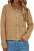 Women's Plus Size Sweaters cardigan women's button up long sleeved casual cute knit shirt with pockets Fashion top