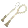 Figurines décoratives Perles en bois classiques Perle de glass Garland Farmhouse Rustique avec corde de jute Plaid Decors naturels B03E