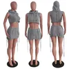 Streetwear Crochet Knit Co Ord Sets for Women Two Piece Outfits Hole Hooded Crop Top and Mini Skirts Y2K Night Club Outfit 240508