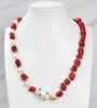 Guaiguai Jewelry Red Coral Белое жемчужное ожерелье белое кеши жемчуж