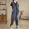 Tweedelige broek voor dames 2024 Zomer Vrouwen Kleding Denim Tweedelige set Fashion Prtted Mouwloze Cowboy Tops High Taille Harem vrouwelijk pak