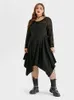 Plus -Size -Kleider plus und Größe Kleidung Spinnennetze Asymmetrische Hemmidi -Kleiderparty Hallown Skelett Spitze Asymmetrischem Hem Midi Kleid Y240510