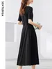 Платья для вечеринок Sendubila черное короткое рукав летнее платье Женщины 2024 Модные элегантные простой вязание
