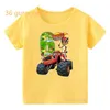 Футболки для девочек одежда пламя и монстрская машина детская одежда желтая футболка для девочек графическая футболка детская одежда 2405