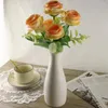 Fleurs décoratives 5 têtes Bouquet de soie rose rose Péonie artificielle Flowerbud Bride Wedding Home Decoration décoration