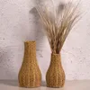 Вазы ретро ручной работы с тканой вазой имитация ротанга для цветочного растения в горшках для корзин