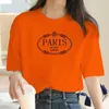 T-shirt féminin 2024 Nouveau Collier de marin Vêtements Fashion Paris Modèle Impression Short Slve T-shirt Trend Femmes Summer Y2k Short Slve Top T240508