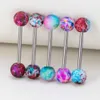 Nipple Rings 5PCS Acrylic Colored Speckled 14G Tongue Rings Nipple Straight Barbells Surgical Steel Tongue Piercing Jewelry for Women Men Y240510