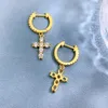 Stud Earrings SpringLady Luxury 925 Sterling Silver High Carbon Diamond Cross Shape Dangle Drop 18K Yellow Gold Plated Fine Jewelry