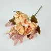 Decoratieve bloemen Kunstmatige zijde pioenroze rozen lavendel Hydrangea Bouquet Party Wedding Bruid Fake Planten Huis tuindecoratie