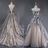 Vintage 2017 Black And White Lace Applique Wedding Dresses Gothic Sweetheart Champagne Lining Beads Long Bridal Gowns Custom Made EN220 2745