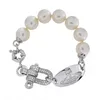 Бренд Westwood High-end Punk Style Bracelet с полными алмазными U-образными застежками и Saturn Pearls Nail