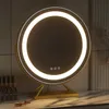 Compact Mirrors Cosmetic makeup mirror with LED light adjustable multi-color travel for dressing table 15x speckled magnifying glass Q240509