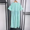 2024 printemps et été Green Stripe verticale noue rond Cotton Coton Fomes Robe de vacances