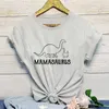 T-shirt féminin Mamasaurus Lettre drôle T-shirt T-shirt Dinosaures graphique t Élégant recadrage dinosaures vêtements rétro femme courte slve top t y240509