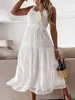 Летнее белое платье для женщины 2023 Модные повседневные пляжные покрытия наряды Boho Hippie Chic Long Maxi платья элегантные вечеринки 240509