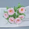 Decorative Flowers Simulated 6 Spring Peonies Korean Style Bouquet Rose Peony Simulation Flower Household Wedding Silk Cloth Decor
