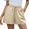 Shorts femminile Donne Solid High Waist Cotton and Pants Casual Beach Cycling