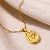 Anhänger Halsketten Retro Abzeichen Rose Sonne Edelstahl Geometrische Halskette Kragen Kette Graduierung Geburtstagsgeschenk Juwely Versprechen Bijoux