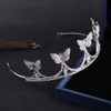 Shinning Princess Silver Butterfly Crystals Bridal Tiaras Crowns Brudhuvudstycken Brudtillbehör Bröllop Tiaras kronor T302545 215U