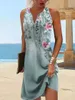Женские платья летние модные сшивающие v шея свободные богемные каникулы Женщина Основная рукавица vestidos 240418