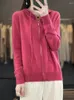 Damen Strick Mode Frauen Hoodie Zipper Cardigan Merino Wollpullover Langarm Casmer Cashmere Strick Mantel koreanische Tops