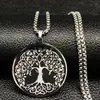 Colliers pendants yoga acier inoxydable pour hommes Black Tree of Life Choker Collier Amulet Bijoux Gift Arbre de Vie N724S06