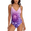 Swimons de maillots de bain pour femmes Bikini un maillot de bain une pièce imprimé à fond de baignade à volants à imprimé floral