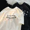 T-shirt féminin harajuku papillon fleur peinture enfilée t-shirts dents filles kawaii ts coton pur été y2k tops coréen mode 2023 y240509