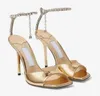 Sommardesigner Sandaler Kvinnor Skor Luxury Saeda Sandal Ankle Straps With Crystal Embelling Open Toes Stiletto Heel EU35-43 med Box Wedding