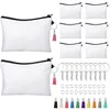 DHL50Sets Sublimation Blank Cosmetic Bags 8pc Set Including DIY Heat Transfer Makeup Bags with Zipper, Keychains, Tassels, Jump Rings for DIY