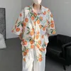 Women's Blouses Orange Cute Fruit Pattern Hawaii Beach Shirts Loose Half Sleeve Oversized Blouse Mens Women Hip Hop Tops Harajuku Casual
