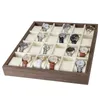 24 Slot Walnut Wood Watch Storage Display Box Watch Organizer Display Tray Horloge met kussencadeau Box 240426