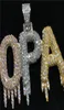 Solid Back Drip Bubble Custom Name Necklace Letters Pendant Necklaces For Men Women Gold Color Cubic Zircon Hip Hop Jewelry2705436