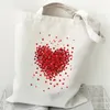 Sacs à provisions beaux fleurs amour imprimé femelles Totes esthétique canvas shopper sac blancs décontractés femmes réutilisables 2024