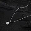 Hängen Ventfille 925 Silver Circular Bead Necklace For Women Girl Gift Frosting Brev Lycka till par Koreanska smycken Drop