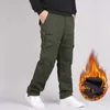 Męskie spodnie 2022 Zimowe grube wełniane spodnie swobodne spodnie męskie multi kieszeni spodni wojskowych podwójna warstwa ciepłe proste spodnie MENSL2405