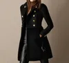 Women039s ull blandar kvinnor Autumn Winter Long Jacket Black Black Double Breasted Belt Slim Fleece Plus Size Ladies Trench4569344