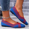 Casual Shoes 2024 Grey Women's Stripe Weave Flats Loafers Mesh Pointed Toe Slip On Flat For Woman Ballet Knit