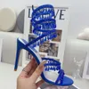 Caovilla René Chandelier Crystal Sandale 95 mm Femmes Designer High Heels 100% Real Cuir Chaussures Ankle Original Edition