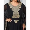 Casual Dresses Women's 2024 Black Modest Muslim Islam Butterfly Dubai Abaya Elegant broderi Arabiska långa maxiklänningar