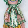 Robes décontractées de base en lin patchwork ramie fleur imprimée robe sans arrière