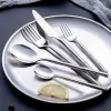 كوباك هومي أدوات المائدة مجموعة من الفولاذ المقاوم للصدأ ستيك سكين شوكة تصميم الخيزران