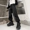 Pantalon masculin pour hommes zippés de rue zippés pantalon punk hip-hop noir décontracté pour hommes et femmes