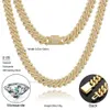 Sterling Sier White Gold Miami Cuban Link Iced Out Lab Diamond Moissanite Cuban Chain Halsbandsmycken