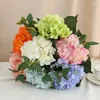 Decorative Flowers Artificial With Leaves Hydrangea Branches Silk Fake Flower Simulation Orange Hydrangeas Home Bedroom Decoration Plant