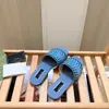 Kvinnor Mens Designer Denim Sandal Brodery Mule Slide Tazz Slipper Summer Beach Outdoor Sandale Femme Dubbel lyxsko Flip Flops Sliders mode kilskor